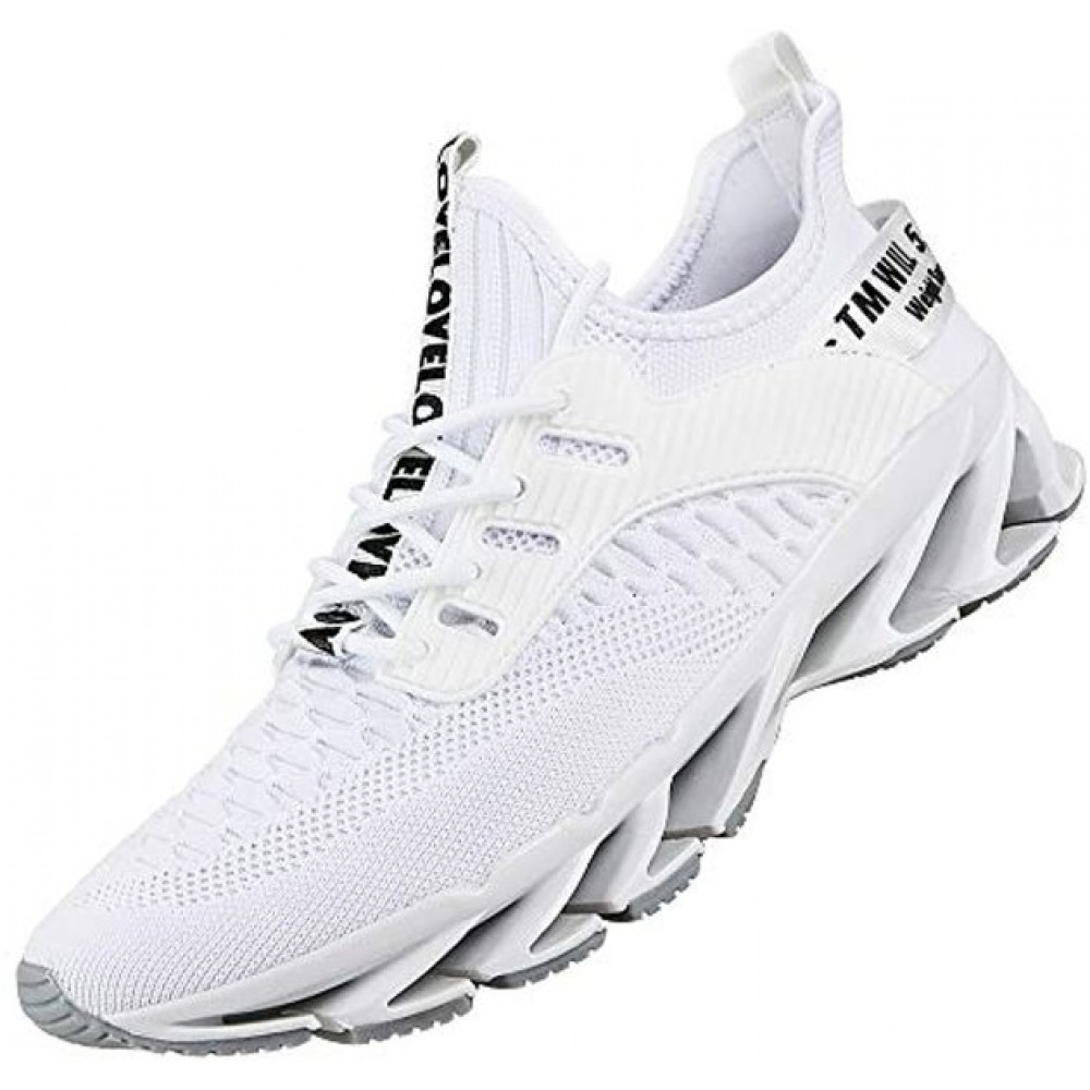Men's Athletic Running Shoes Mesh Lightweight Sneakers Breathable Gym Shoes Casual Tennis Sport Shoes White